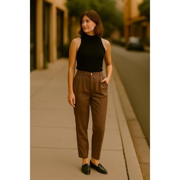 Vintage Jantzen Classics High-Waisted Plaid Trousers – Size 12 - Picture 1 of 10